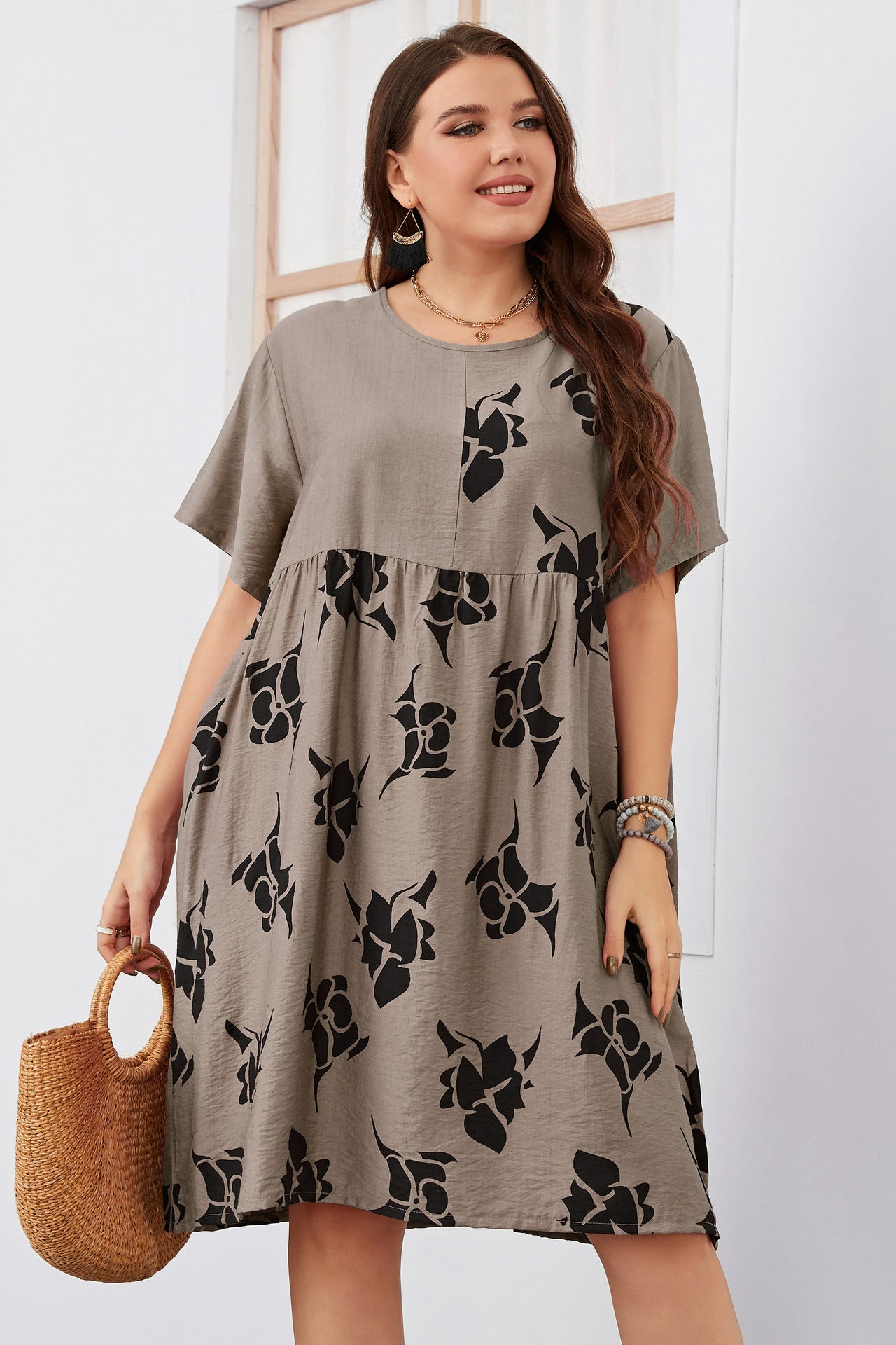Plus Size Midi Casual Dress
