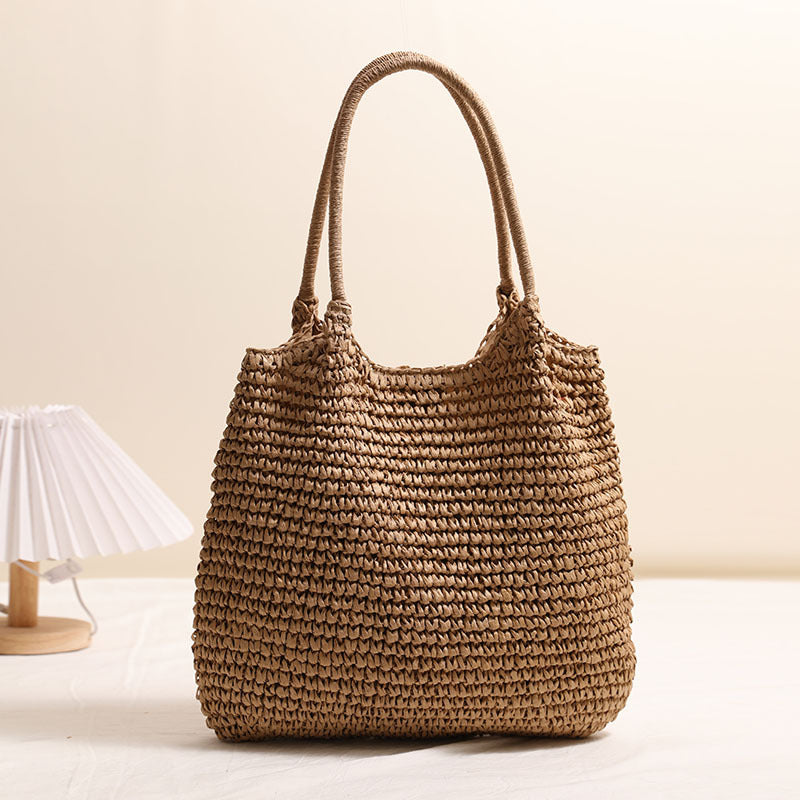 Large Capacity Tote Straw Bag Casual Shoulder Woven Bag