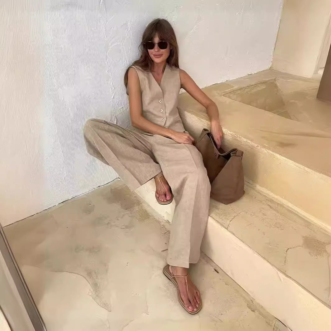 Vest & Casual Pants Two Piece Set