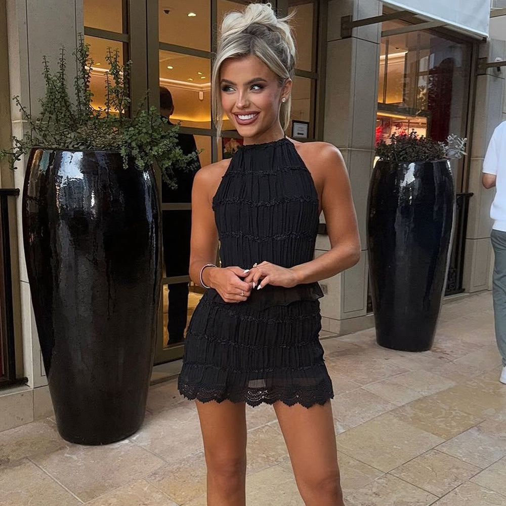 Sexy Cutout Ruffles Wrapped Chest Backless Top Women Clothing