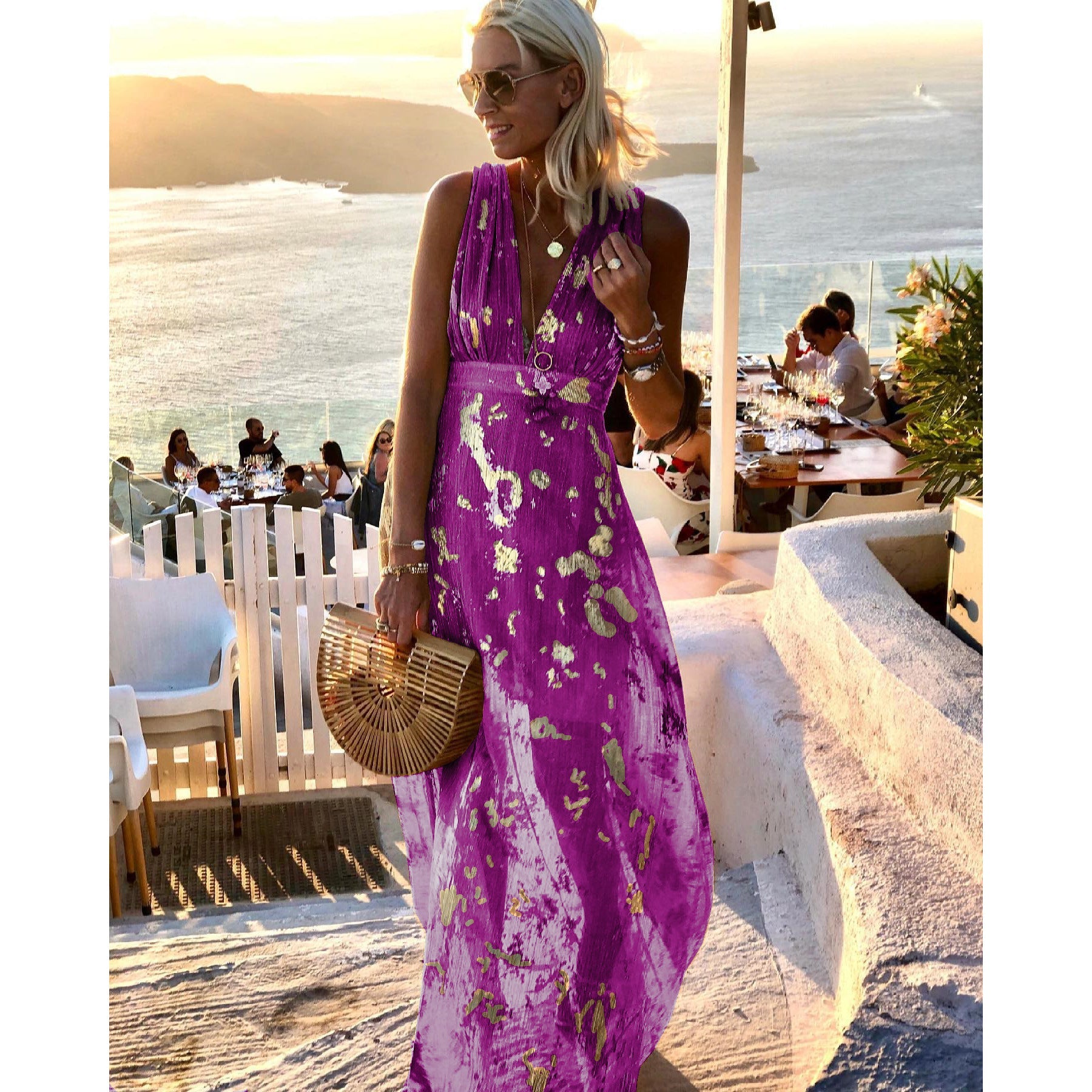 Sexy Plunge V Neck Resort Dress