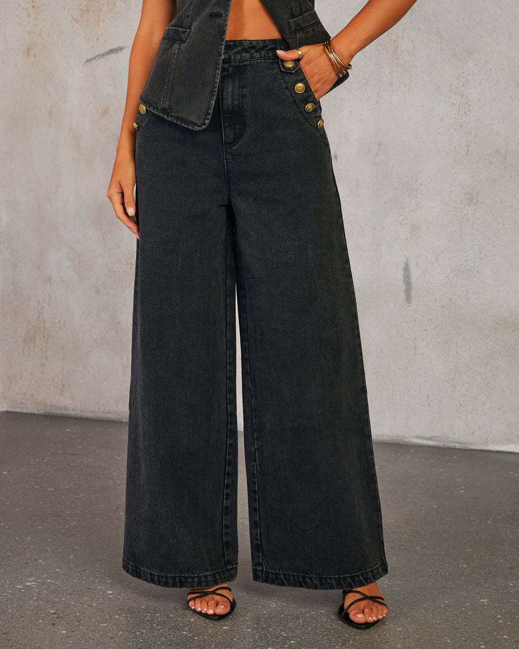 Wide Leg Jeans Denim Set