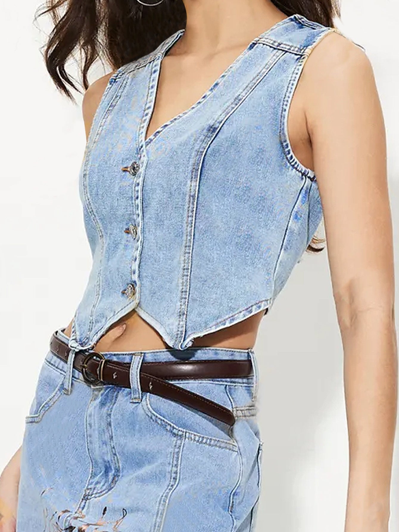 Denim V-neck Vest Top