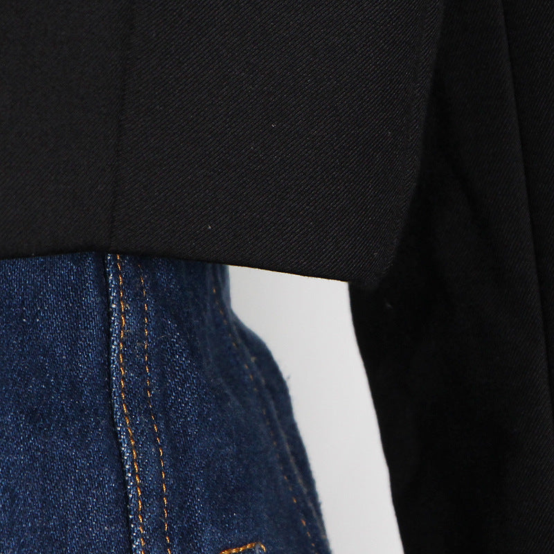 Denim Splicing Slim Blazer