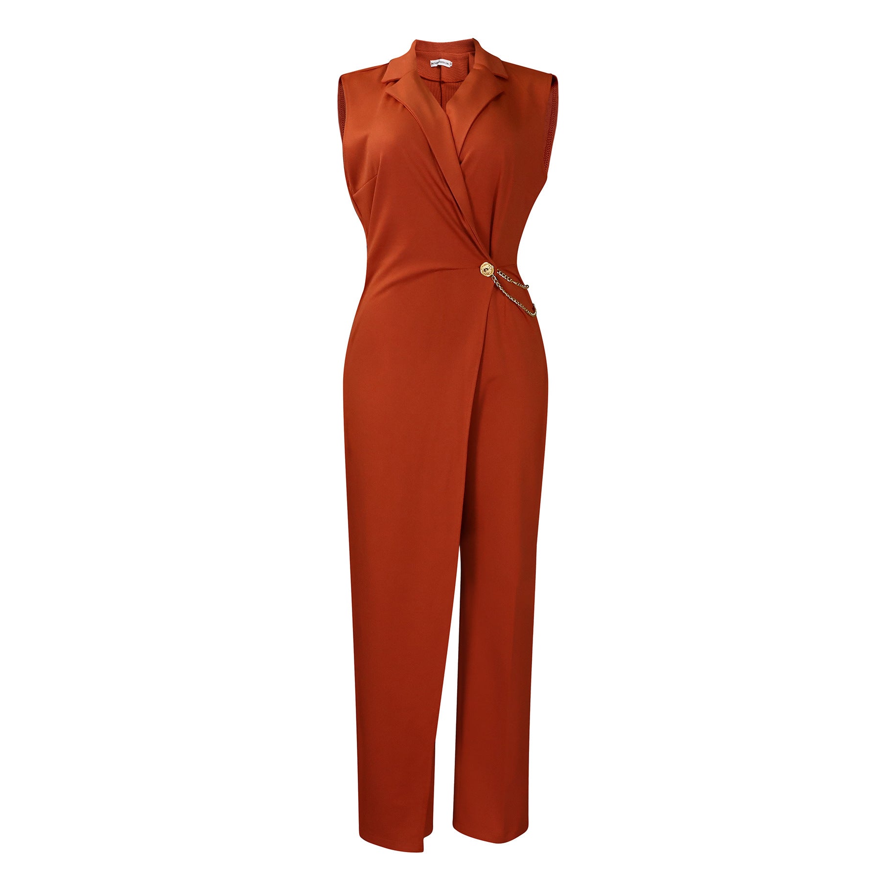 V Neck Collar Wide Leg Jumpsuit
