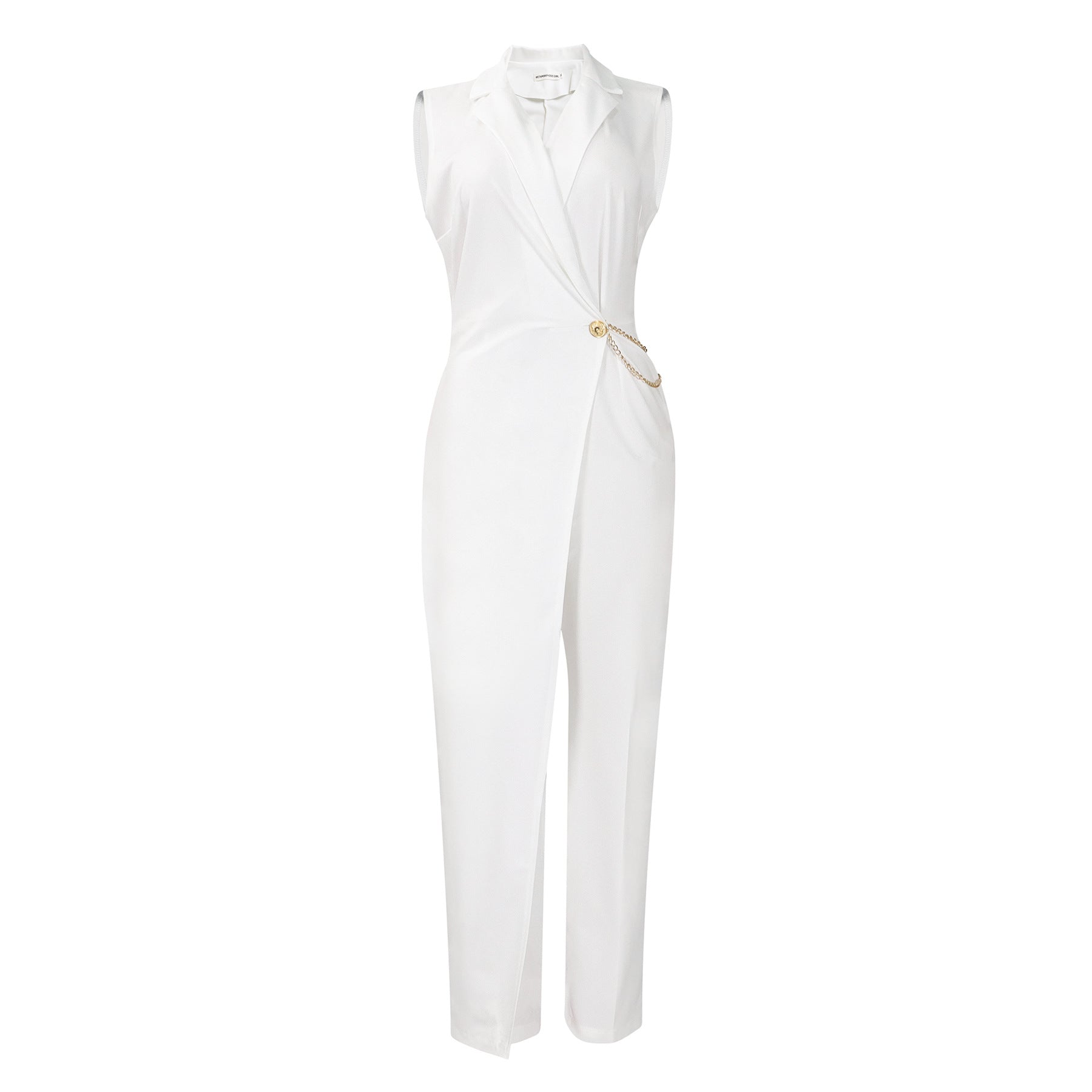 V Neck Collar Wide Leg Jumpsuit
