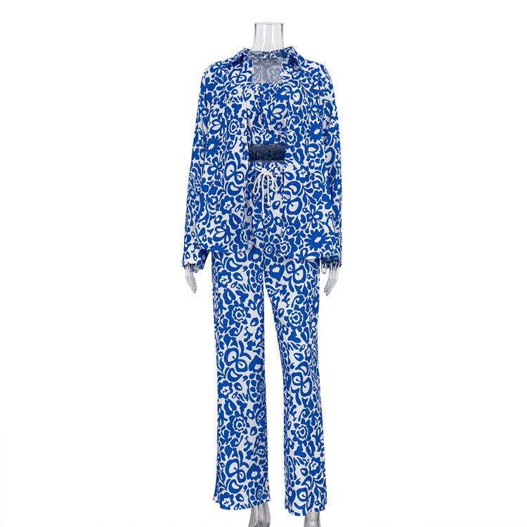 Long Sleeved Shirt Tube Top High Waist Set