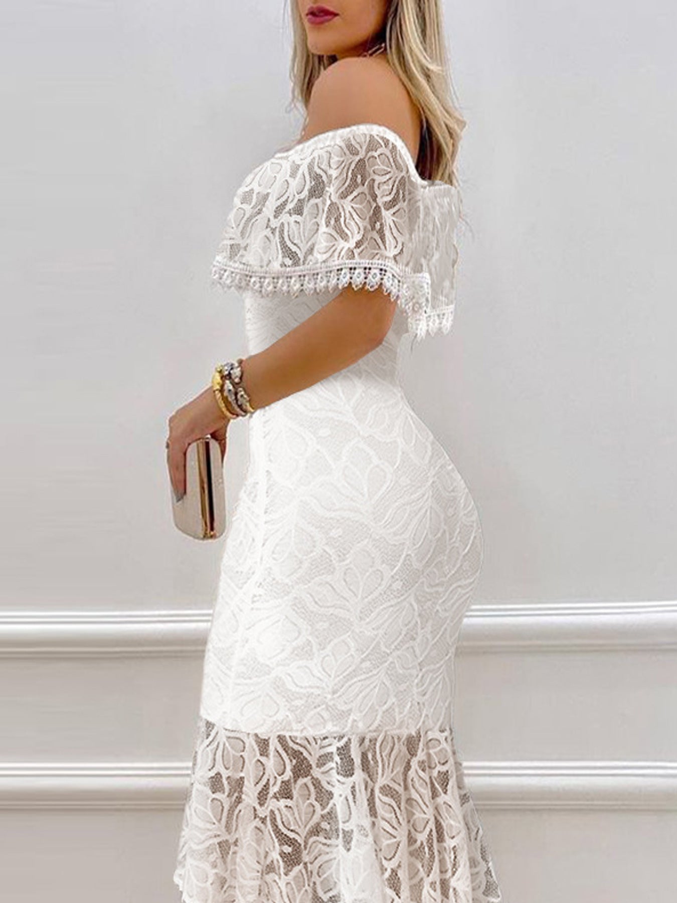Off Shoulder Lace Sheath Sexy Cocktail Dress