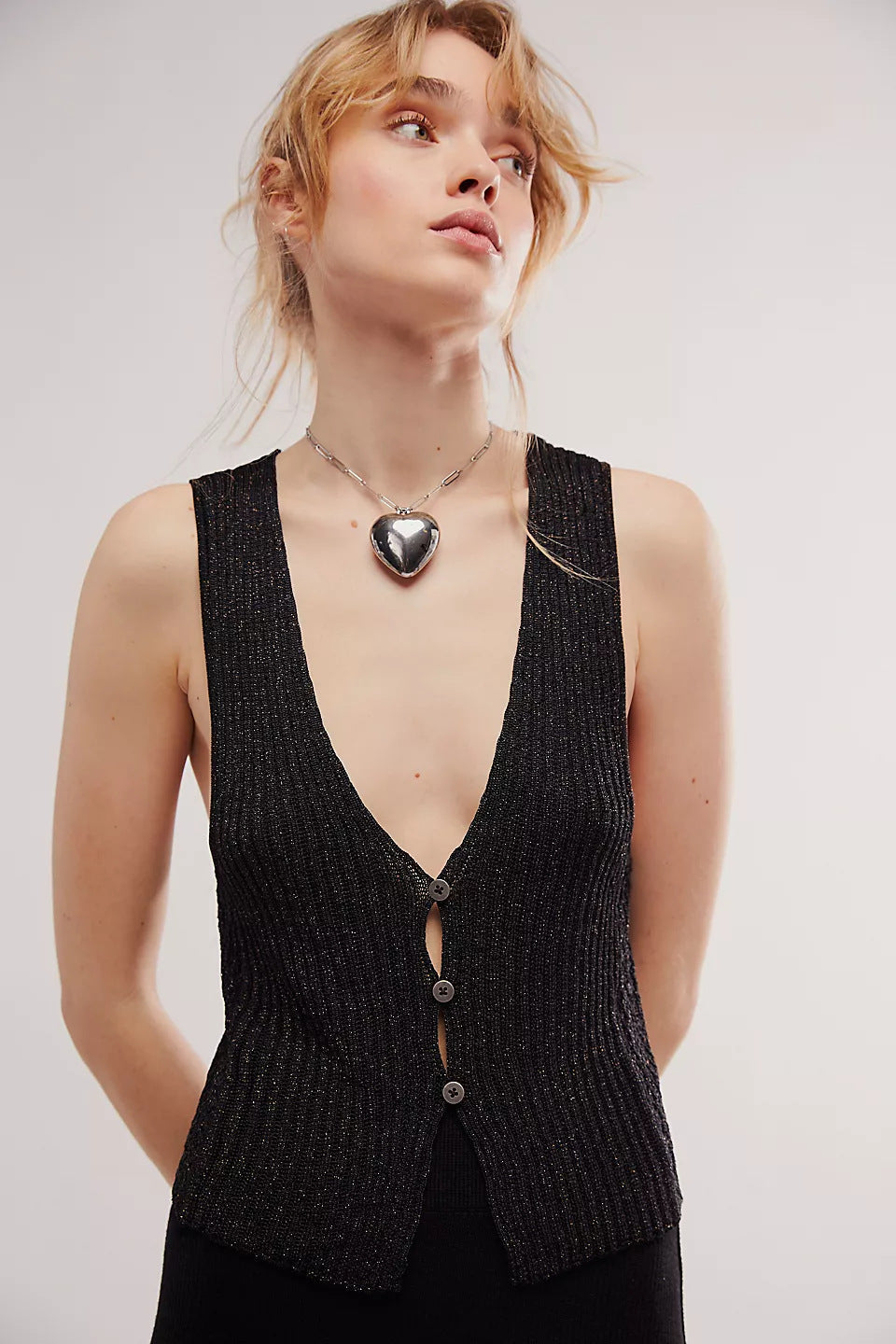 Wool Button Cardigan Vest