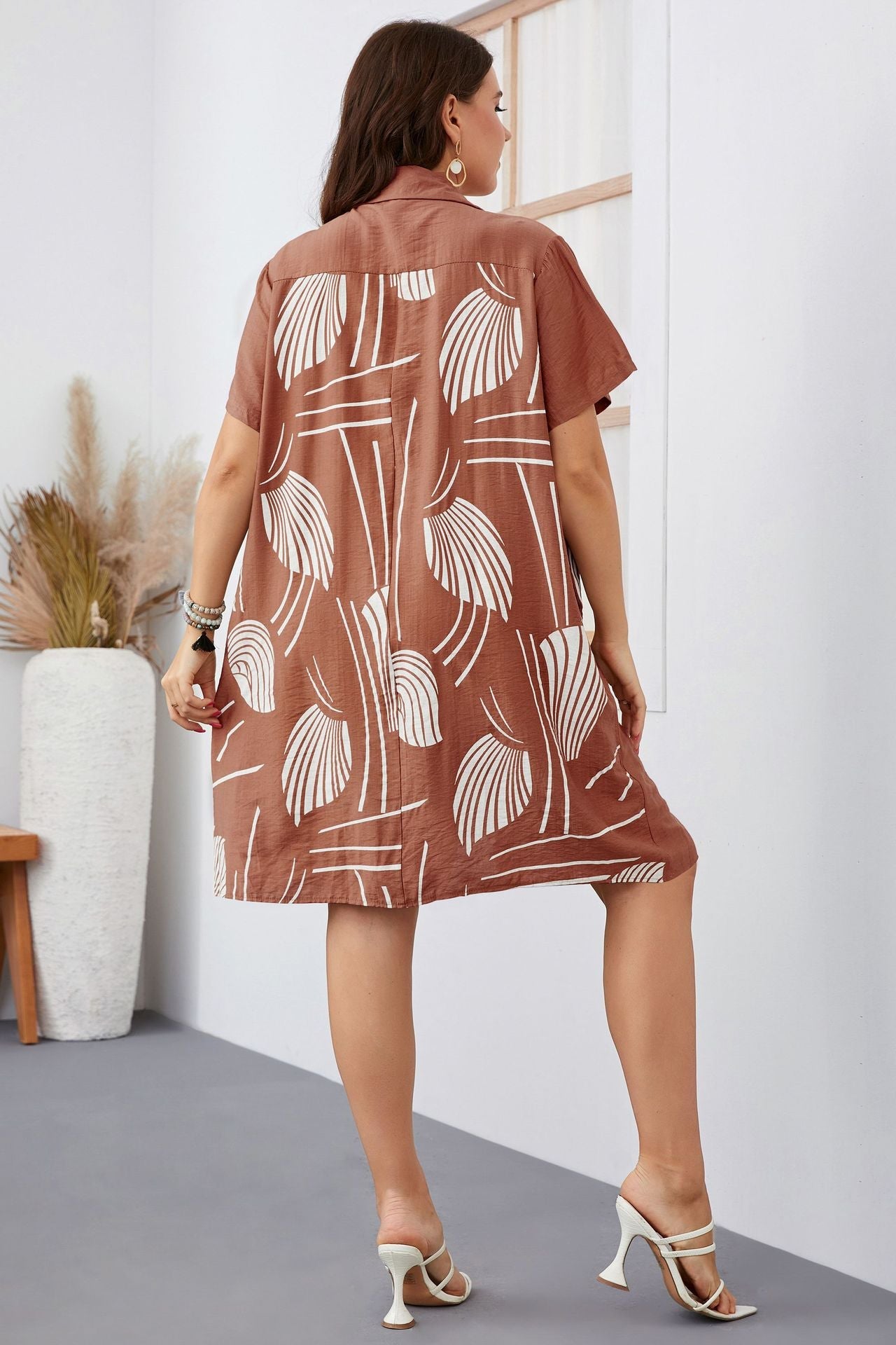 Plus Size Casual Mini Shirt Dress