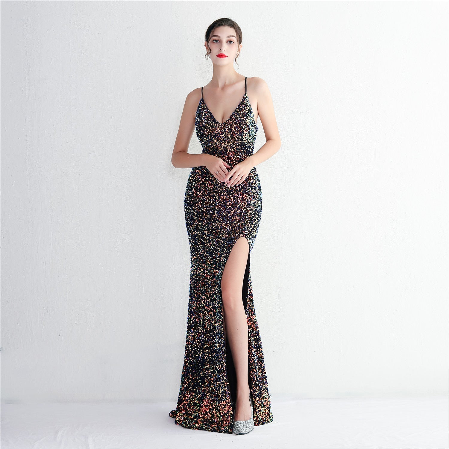 Velvet Bottom Sequined Dress