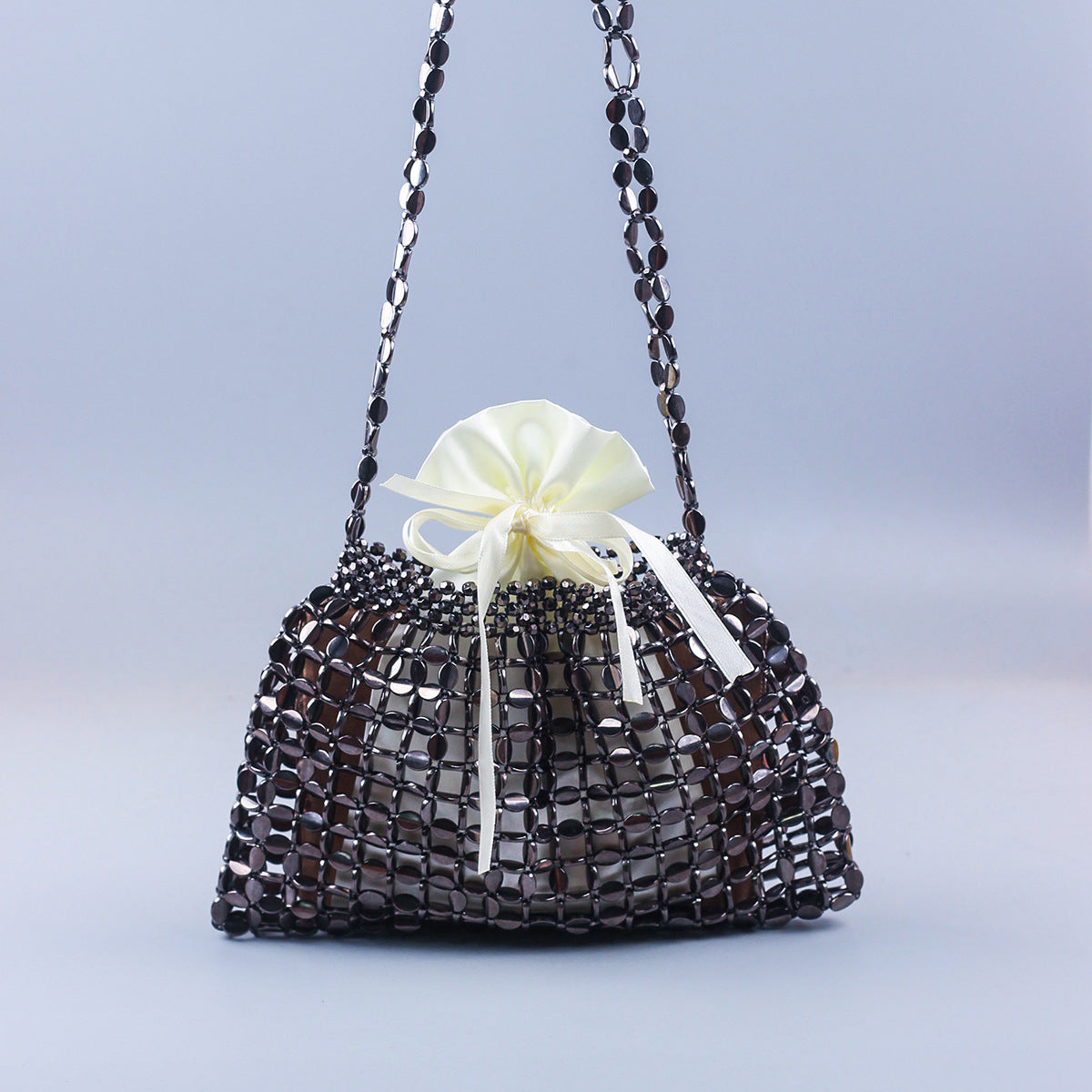 Handmade Silver & Gold Beaded Shoulder Bag
