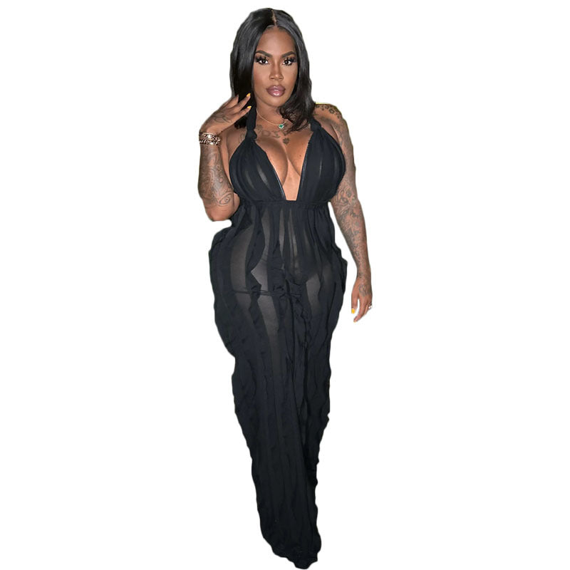 Plunge High Waist Jumpsuit