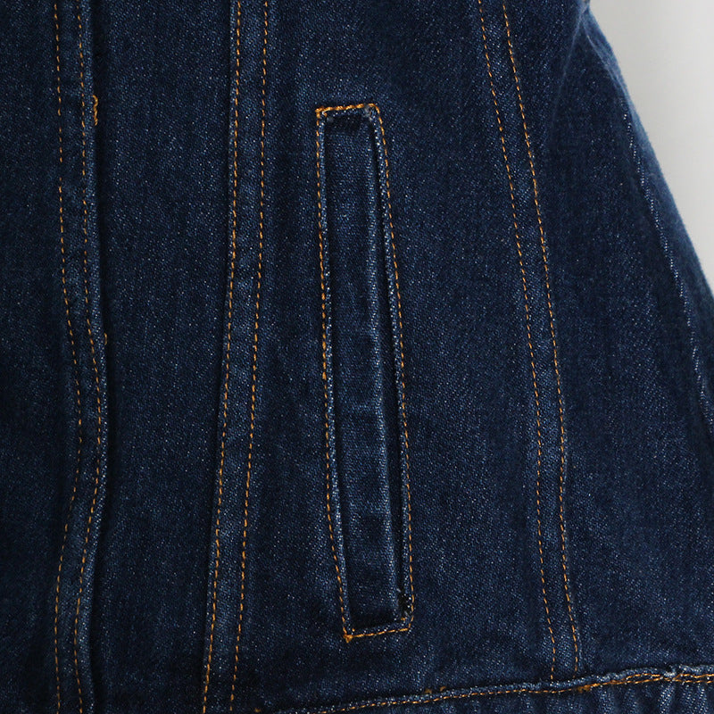 Denim Splicing Slim Blazer