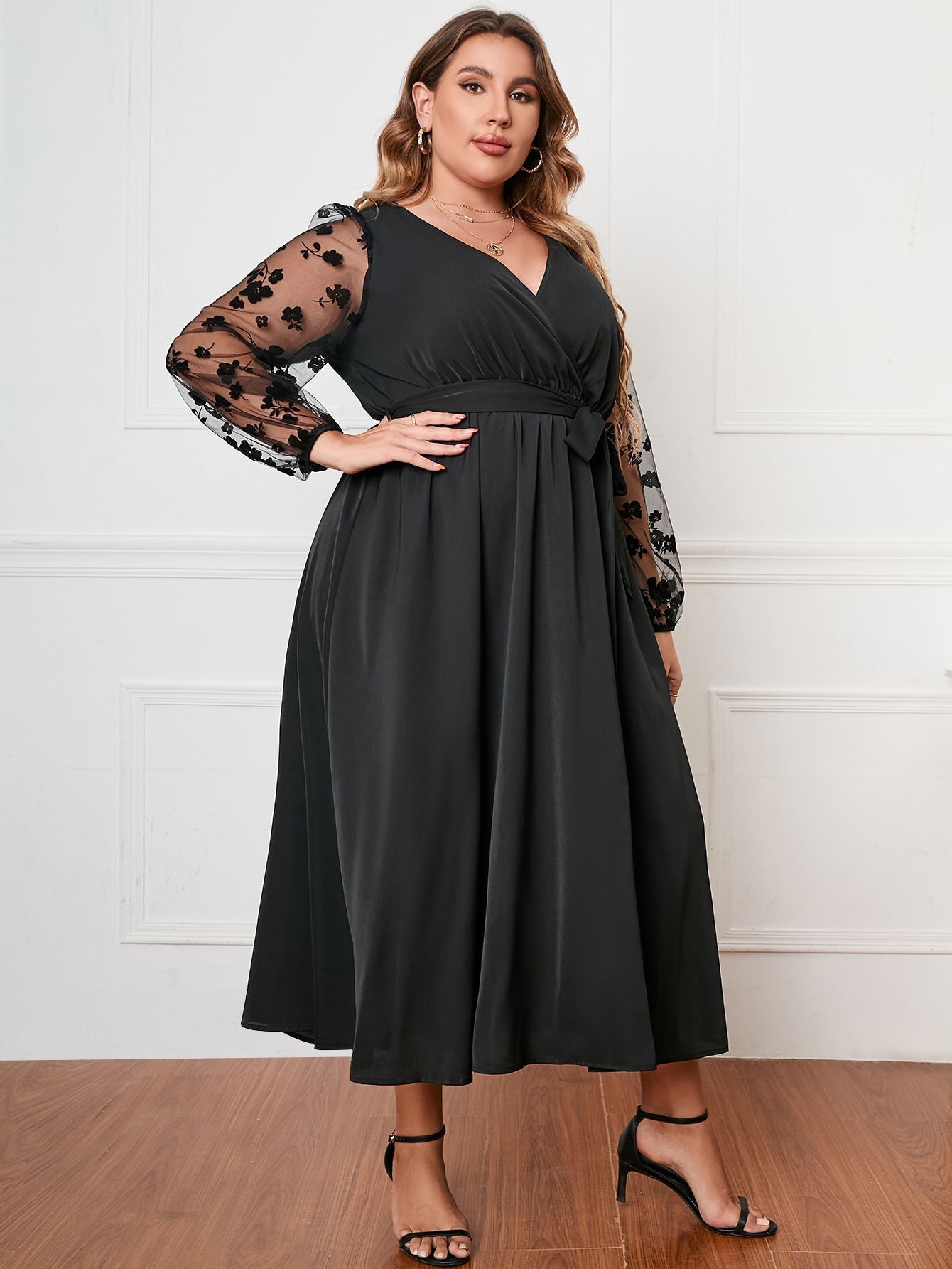 Long Sleeves Black Occasion Dress