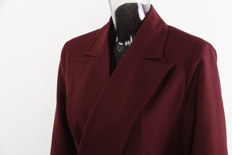 Angola Red Mid-Length Blazer Trench Coat