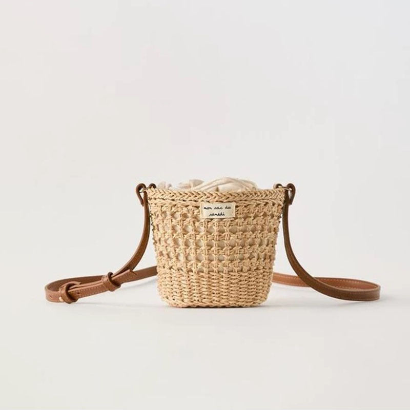 Eco Friendly Bucket Crossbody Straw Bag