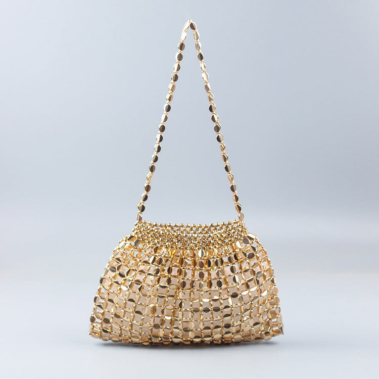 Handmade Silver & Gold Beaded Shoulder Bag