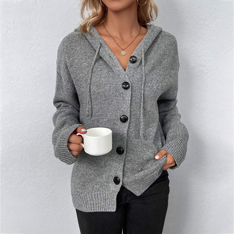 Knitted Hooded Cardigan Coat