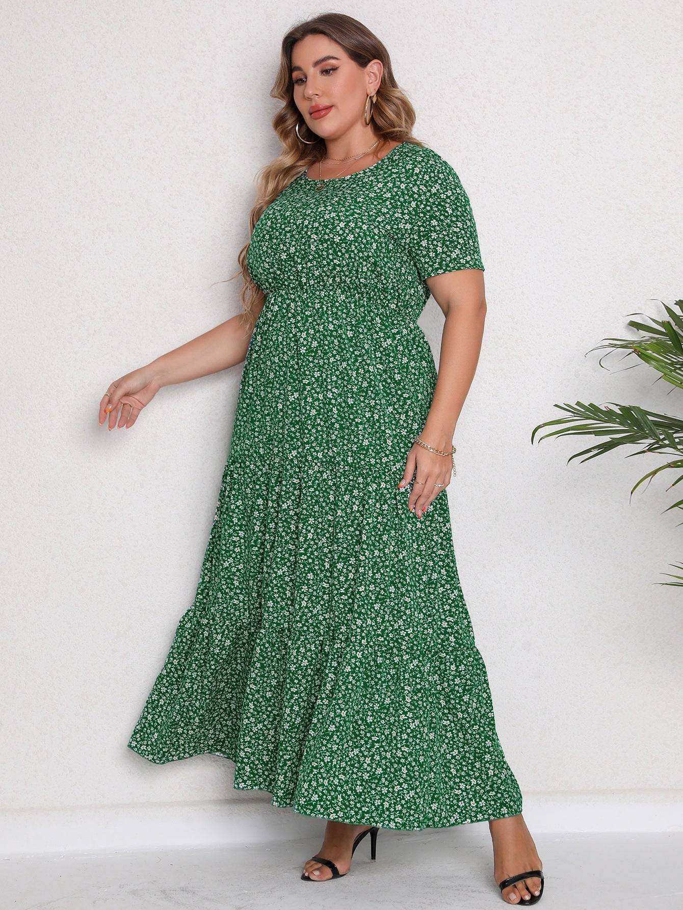 Short Sleeve Round Neck Maxi Dress