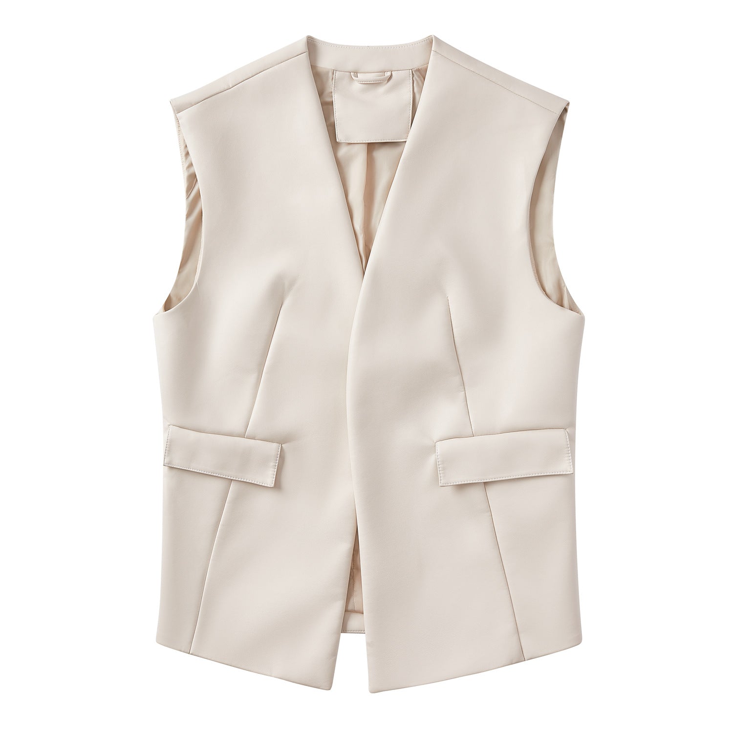 Sleeveless Faux Leather Cardigan Vest