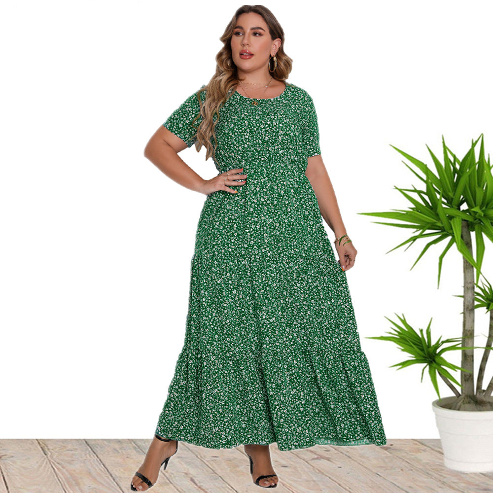 Short Sleeve Round Neck Maxi Dress