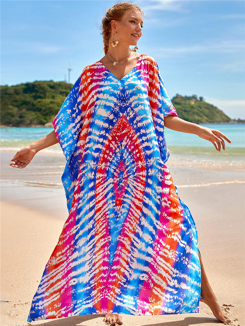 New Positioning Printing Beach Cover-up Sexy Cardigan Dress Beach Cover Up