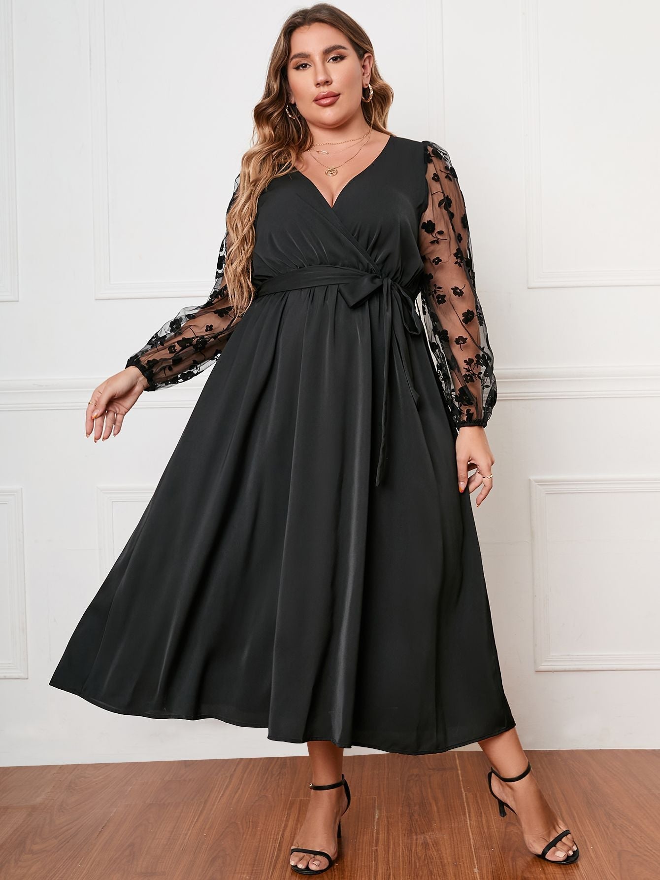 Long Sleeves Black Occasion Dress
