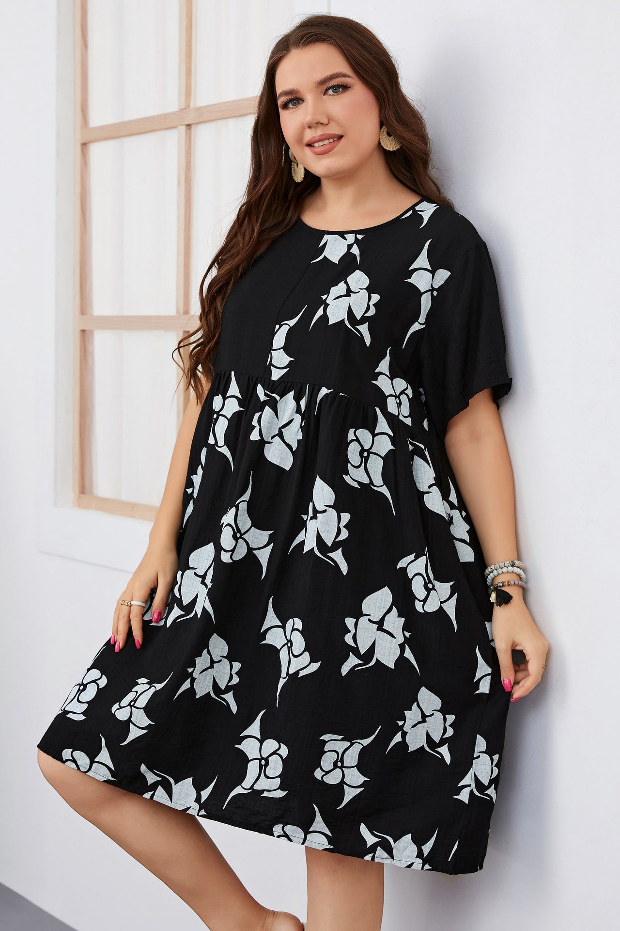 Plus Size Midi Casual Dress
