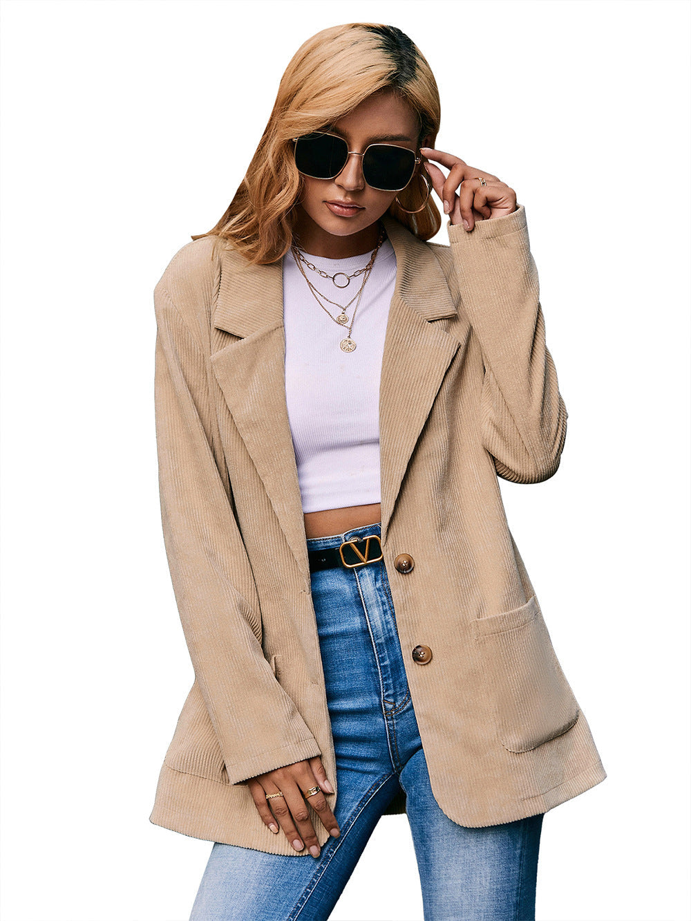 Corduroy Single-Breasted Blazer