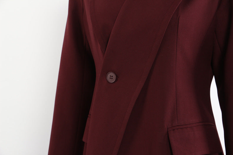 Angola Red Mid-Length Blazer Trench Coat