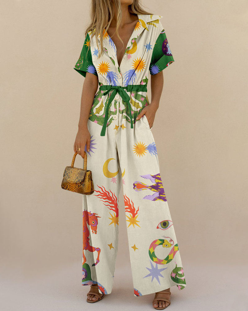 Printed Cotton Jumpsuit