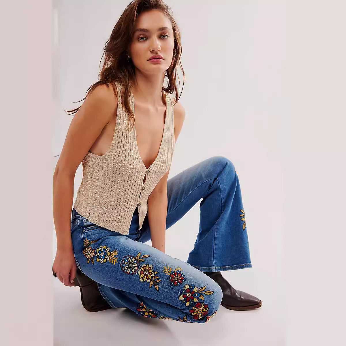 Wool Button Cardigan Vest