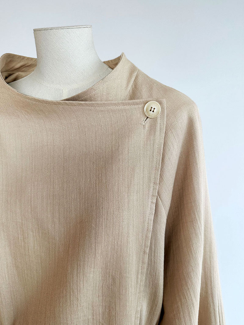 Cotton Linen Drawstring Long Coat