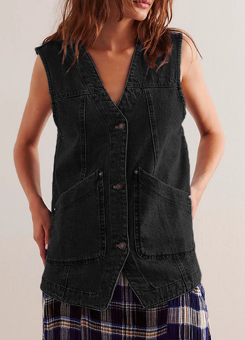 Denim Sleeveless Vest