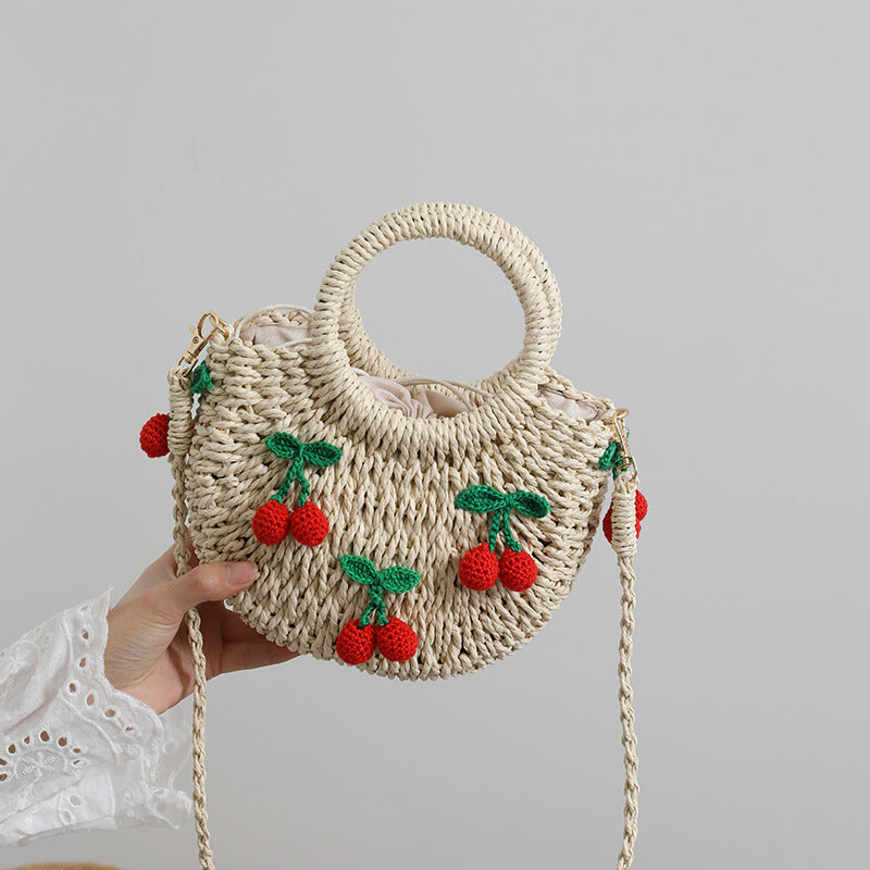 Woven Tote Strawberry Cross Body Bag