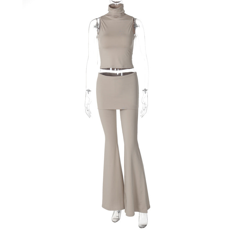 Sleeveless Top & Slim Fit High Waist Flared Pants Set