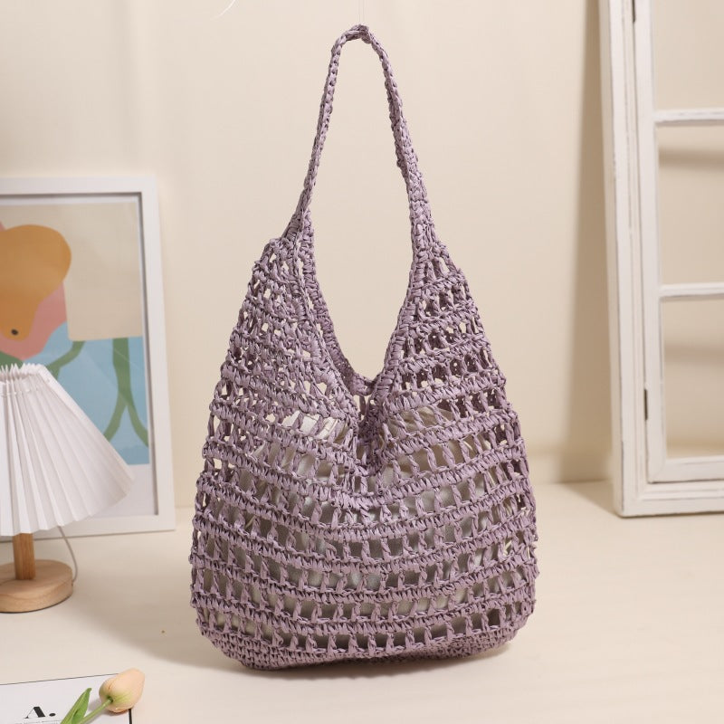 Crochet Handmade Cutout Tote Beach Bag
