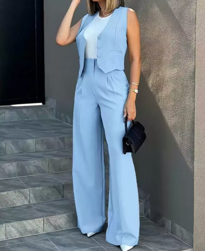 Wide Leg Pants Casual Set