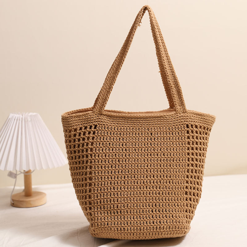Cotton Thread Woven Bag Shoulder Natural