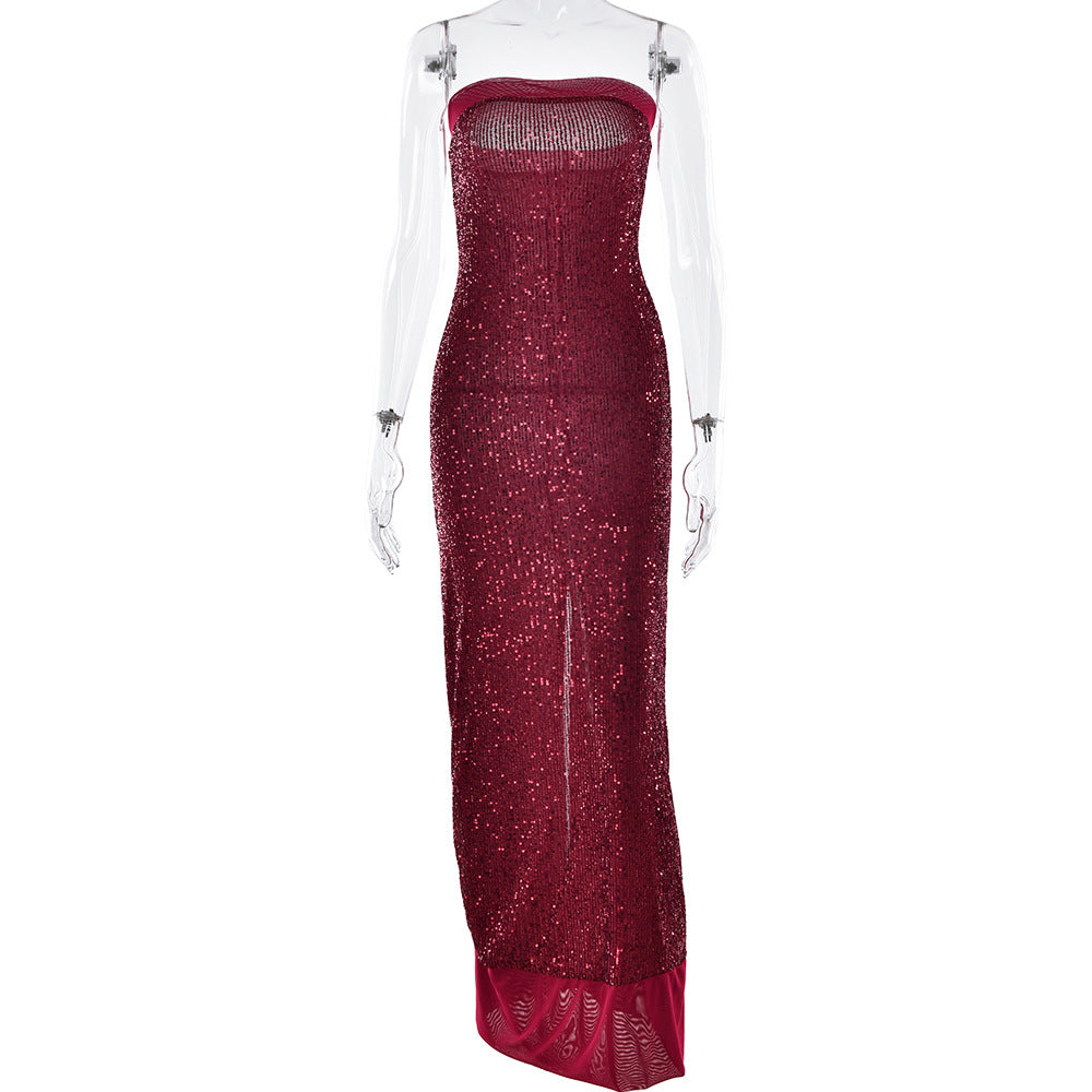 Open Back Strapless Bridesmaid Dress