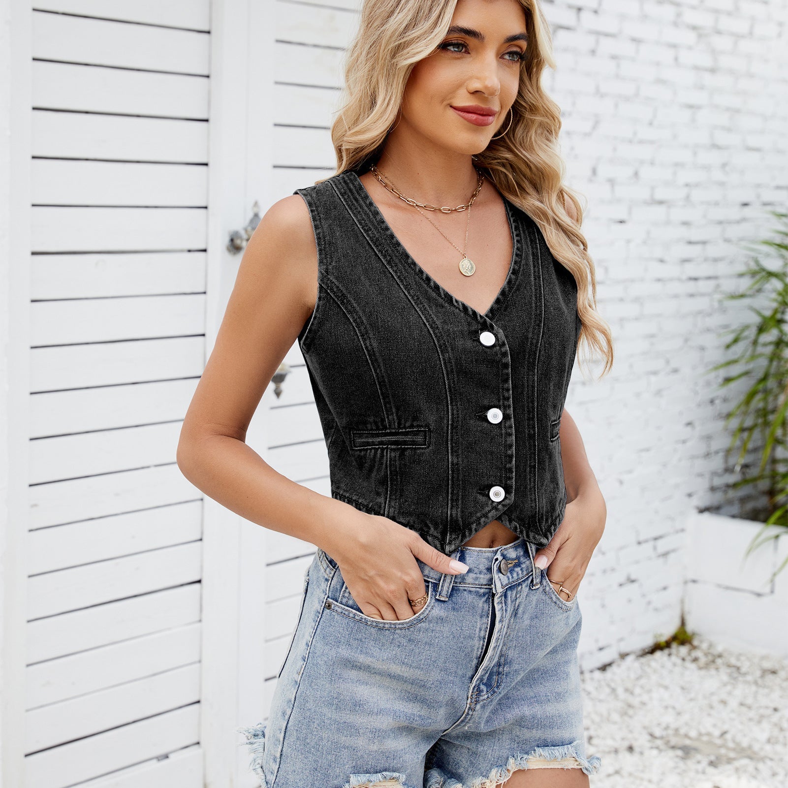 Washing Denim Vest Top