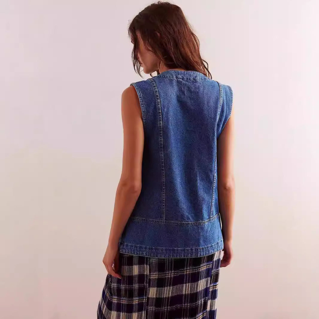 Denim Sleeveless Vest