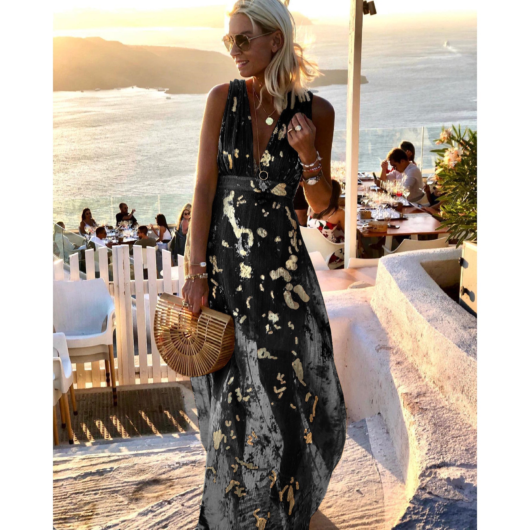 Sexy Plunge V Neck Resort Dress