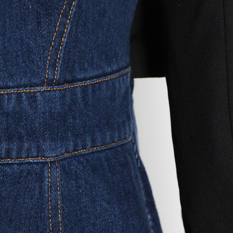 Denim Splicing Slim Blazer