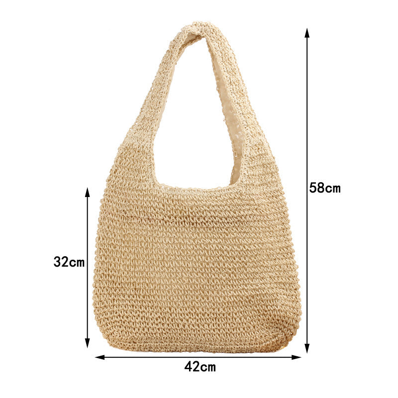Shoulder Straw Bag Maori Hand-Woven Bag Casual Large Capacity Beach Bag