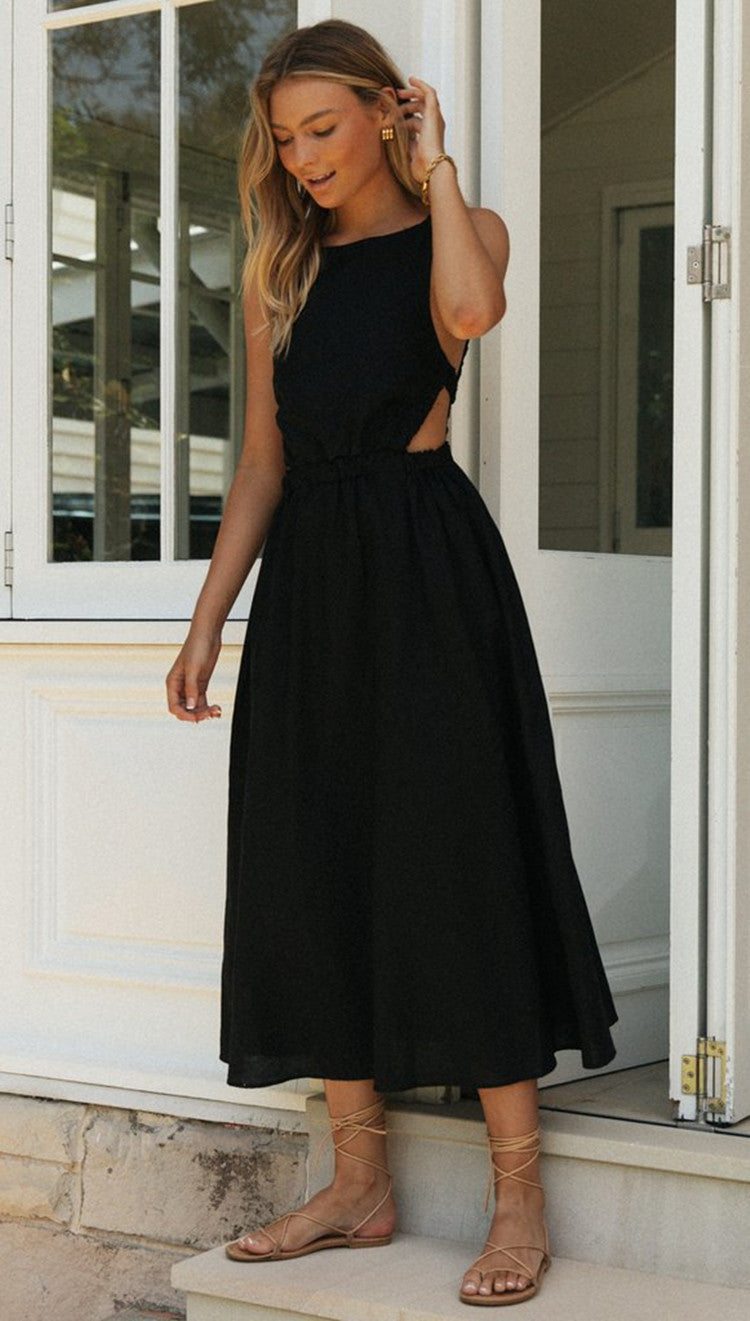 Rround Neck Sexy Backless Maxi Dress