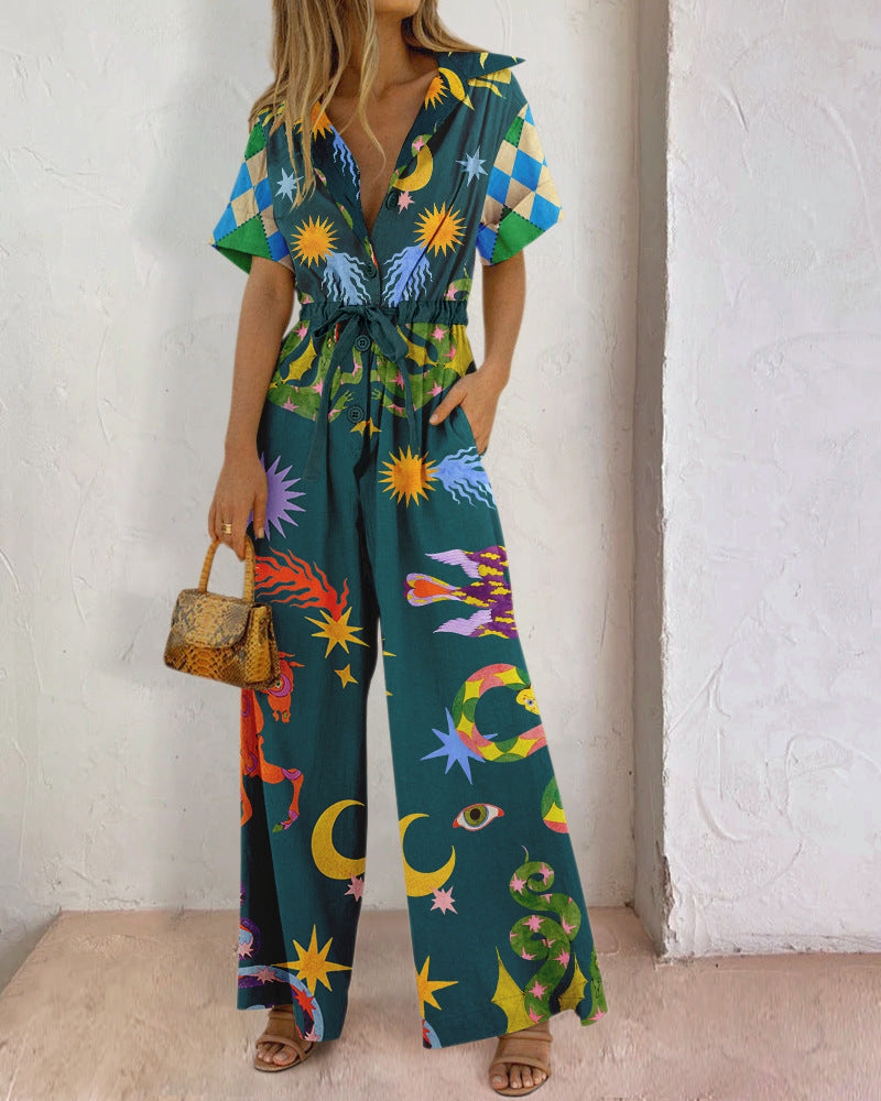 Printed Cotton Jumpsuit