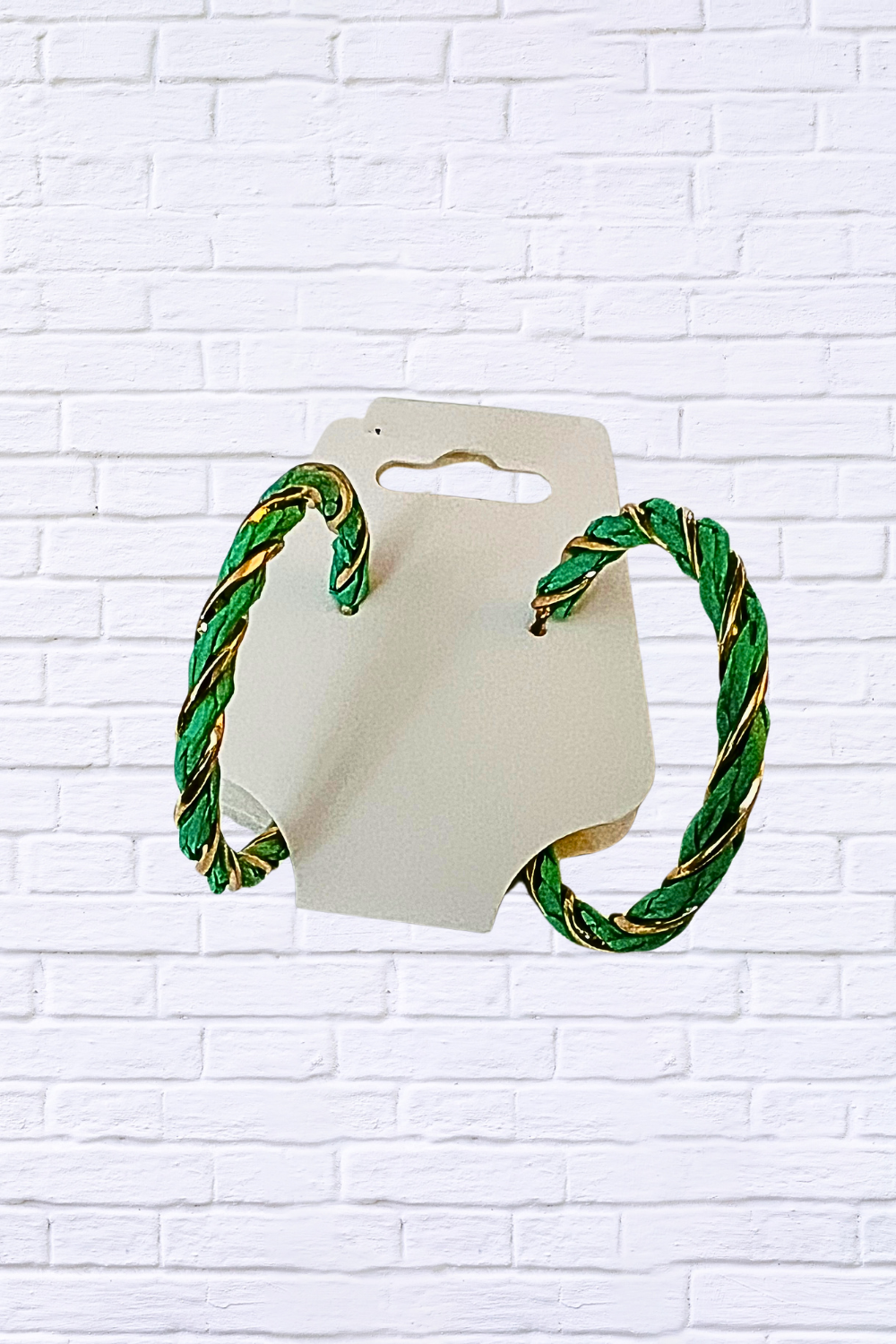 Green & Gold Twisted Hoop Earrings – Luxe with a Pop of Color