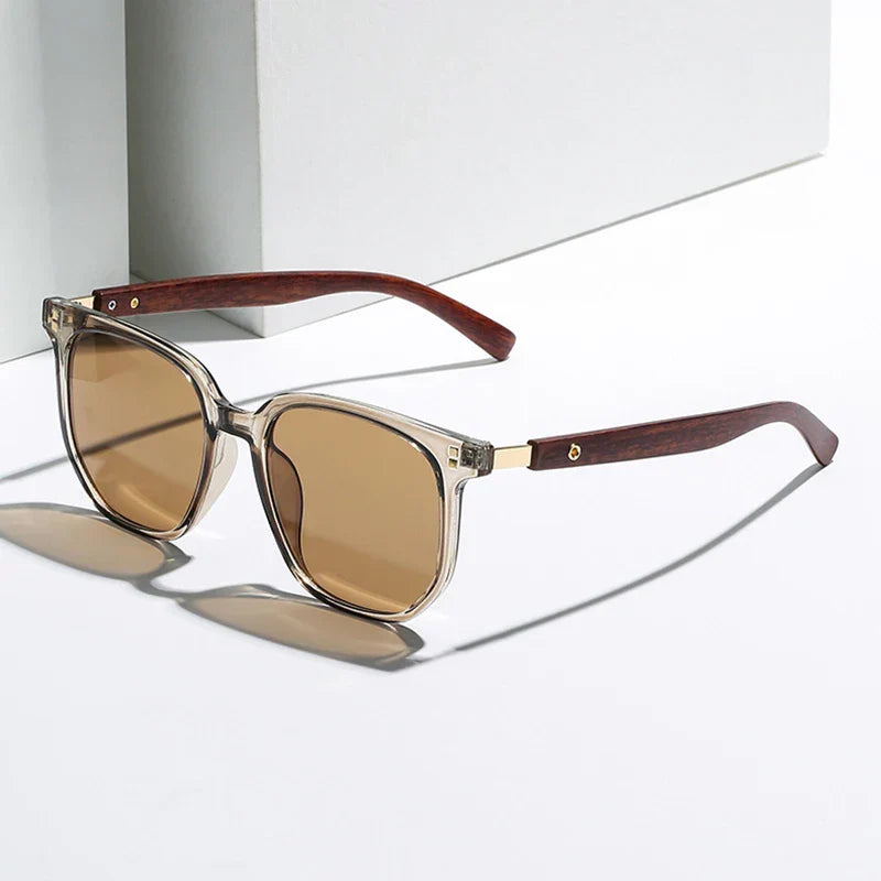 Vintage Oversized Woodgrain Sunglasses